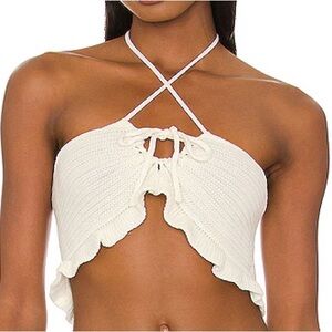 Gracie Crochet Ruffle Top in
White/Cream